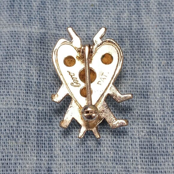 1950s Vintage Bug Pin with Clear Rhinestones and Green Enamel by Coro - Picture 5 of 5